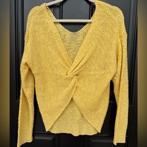 Back Detail Yellow Knotted Women's Sweater